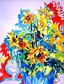 Mischtechnik, Sonnenblumen