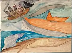 ohne Titel (Seestück mit Dreimaster und Seelöwen), zw. 1900 und 1919
