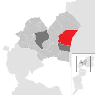 Lage der Gemeinde Oggau am Neusiedler See im Bezirk Eisenstadt-Umgebung (anklickbare Karte)