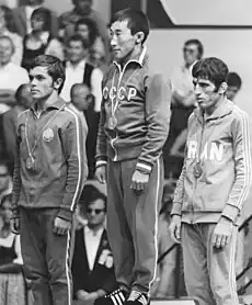 Siegerehrung im Ringen 1972: ganz rechts Ibrahim Javadi mit Bronze