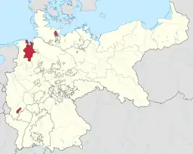 Lage des Großherzogtums Oldenburg im Deutschen Kaiserreich