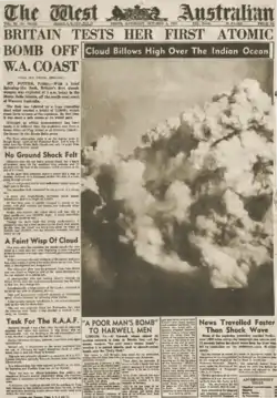 Zeitungsnachricht nach der Explosion in Western Australia
