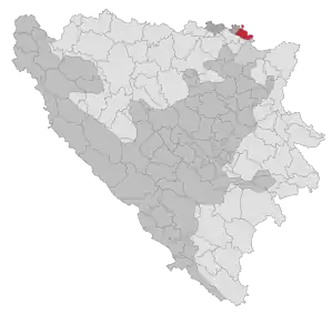 Lage der Gemeinde Orašje in Bosnien und Herzegowina (anklickbare Karte)