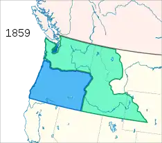 1859:﻿Neu gebildeter Bundesstaat Oregon﻿Washington-Territorium