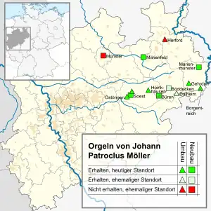 Standorte von Möller-Orgeln