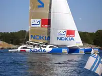 Trimaran Nokia, Typ ORMA 60 in Sandhamn, Startvorbereitung, 2005