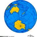 Heutige geographische Situation von Antarktika und Australien
