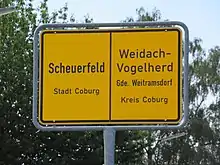 Kreisübergreifend: Scheuerfeld (kreisfreie Stadt Coburg) und Weitramsdorf-Weidach Ortsteil Vogelherd (Landkreis Coburg)