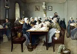 Federnschleißen an einem Novemberabend im Luisenstift Weimar, 1877