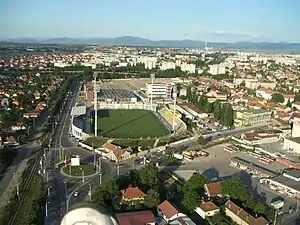 Luftbild des Stadionul Tineretului