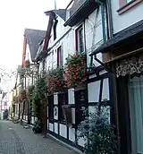 Pützgasse in Unkel, bekannt für ihre Fachwerkhäuser