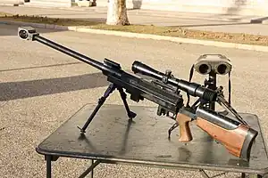 Das französische Scharfschützengewehr PGM Hécate&nbsp;II mit auffälliger Mündungsbremse