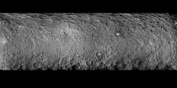 Zylinderprojektion der Ceres-Oberfläche46.000&nbsp;km Abstand19. Februar 2015