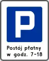 D-44Anfang einer Parkzone (gebührenpflichtig, mit Zeitangabe)
