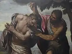 Ausschnitt aus der Pala: die Taufe Christi von Paolo Farinato