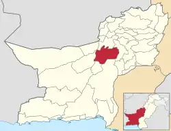 Karte von Pakistan, Position von Distrikt Kalat hervorgehoben