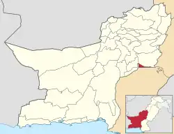 Karte von Pakistan, Position von Distrikt Sohbatpur hervorgehoben