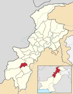 Karte von Pakistan, Position von Distrikt Bannu hervorgehoben