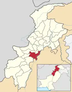 Karte von Pakistan, Position von Distrikt Kohat hervorgehoben