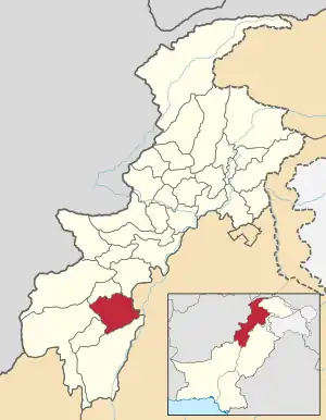 Karte von Pakistan, Position von Distrikt Lakki Marwat hervorgehoben