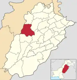 Karte von Pakistan, Position von Distrikt Bhakkar hervorgehoben