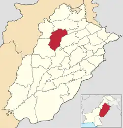 Karte von Pakistan, Position von Distrikt Khushab hervorgehoben