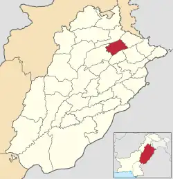 Karte von Pakistan, Position von Distrikt Mandi Bahauddin hervorgehoben