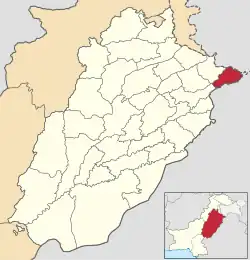 Karte von Pakistan, Position von Distrikt Narowal hervorgehoben
