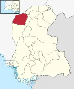 Karte von Pakistan, Position von Distrikt Qambar Shahdadkot hervorgehoben