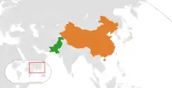 Lage von Pakistan und China