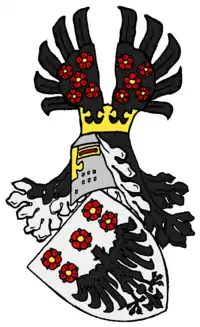 Kopfloser Adler im Wappen der Familie Hoven genannt Pampus
