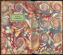 Vorsatzpapier eines um 1735 in Frankreich gebundenen  Buches