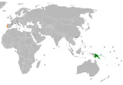 Lage von Papua-Neuguinea und Portugal