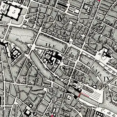 Auszug aus dem Pariser Stadtplan von Donnet (Kaufmann) 1837