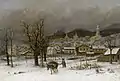 Winterlandschaft mit Blick auf eine Schweizer Stadt
