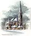 Peterskirche Leipzig, Lithographie der Peterskirche Leipzig, Bruno Bürger & Ottilie, Leipzig, 1898