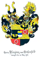 Kombiniertes Wappen von 1764, Aquarell von A. von Dobrà Voda, um 1860
