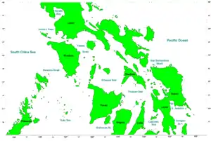 Die mittleren Philippinen mit der Guimaras-Straße im Süden