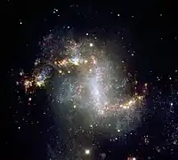 Aufnahme des Zentralbereichs der Galaxie NGC 1313  mit dem Very Large Telescope unter Verwendung von Linienfiltern