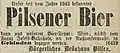 Werbung für „Pilsener Bier“ des Bürgerlichen Brauhauses Pilsen