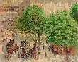 La Place du Théâtre-Français, les omnibus, printemps, soleil