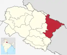 Positionskarte des Distrikts Pithoragarh
