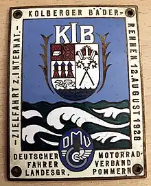 Plakette Rennen Kolbeger Bäder 12. August 1928