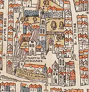 Saint-Martin-des-Champs und sein Gelände auf dem sogenannten Plan de Truschet et Hoyau (um 1550).
