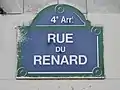 Straßenschild der Rue du Renard