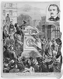 Poe-Grabdenkmal bei seiner Einweihung