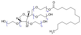 Struktur von Polysorbat 40w + x + y + z = 16