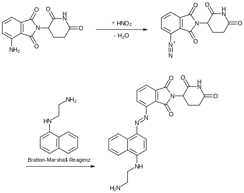 Umsetzung von Anilinderivaten mit Bratton-Marshall Reagenz.
