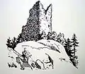 Pontaningen auf einer Zeichnung von Walthard, 1839