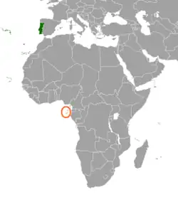 Lage von Portugal und São Tomé und Príncipe